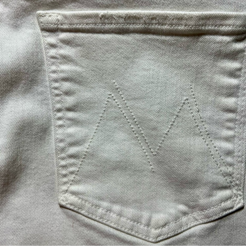 MOTHER White Flare Wide Leg Jeans with Frayed Hem - Picture 10 of 14